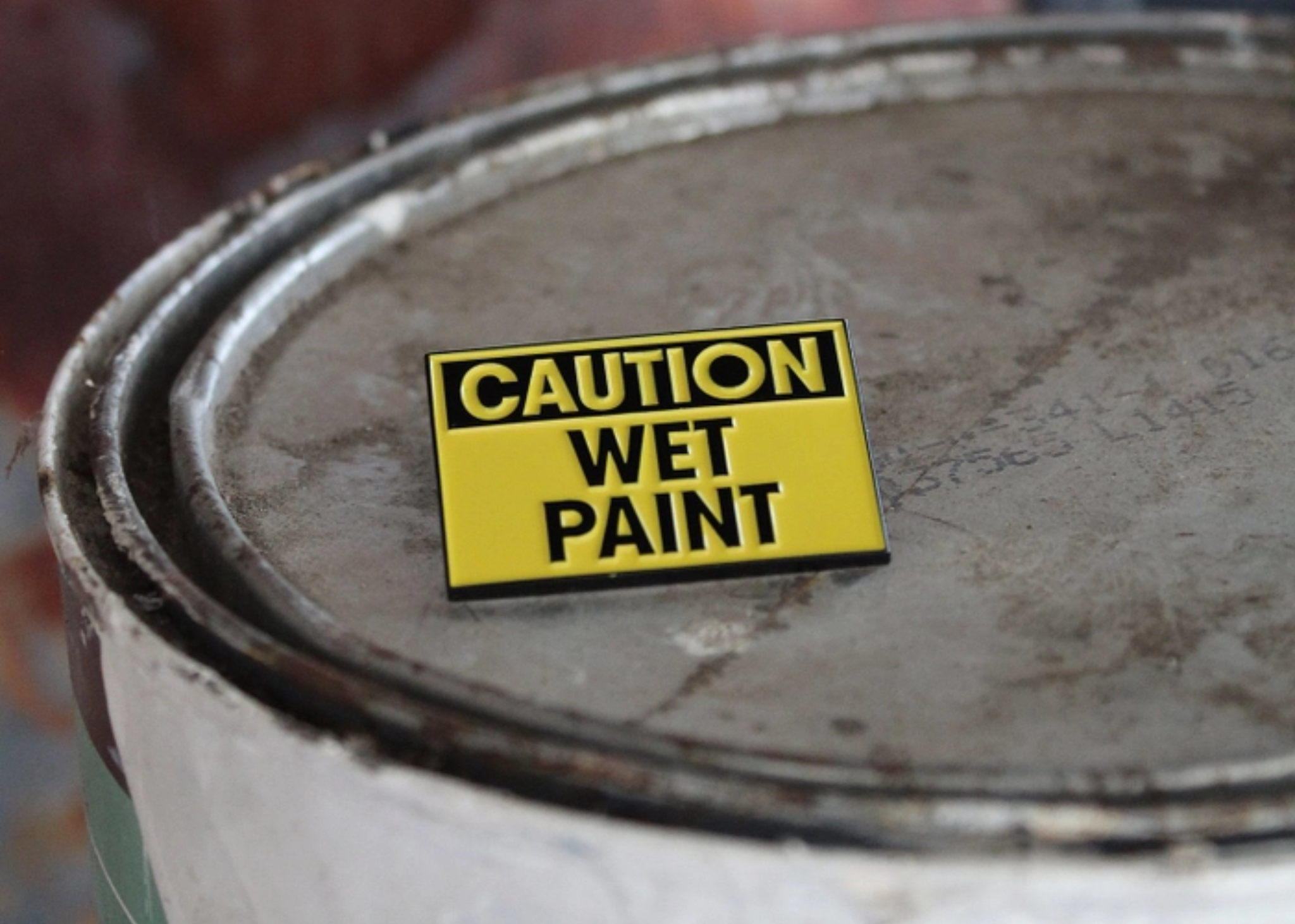 Caution Wet Paint Enamel Pin