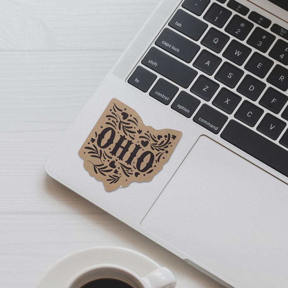 Floral Ohio Faux Leather Sticker