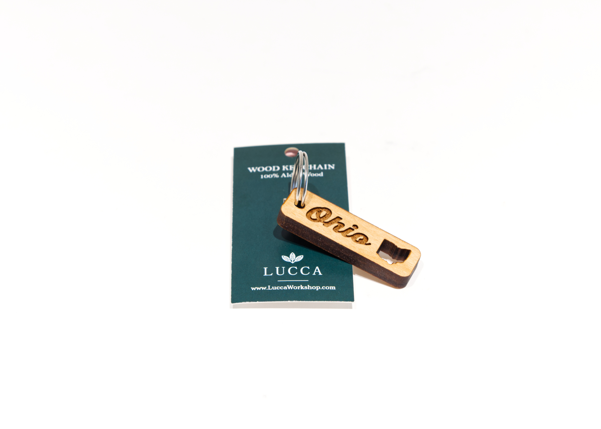 Ohio Tag Wooden Keychain